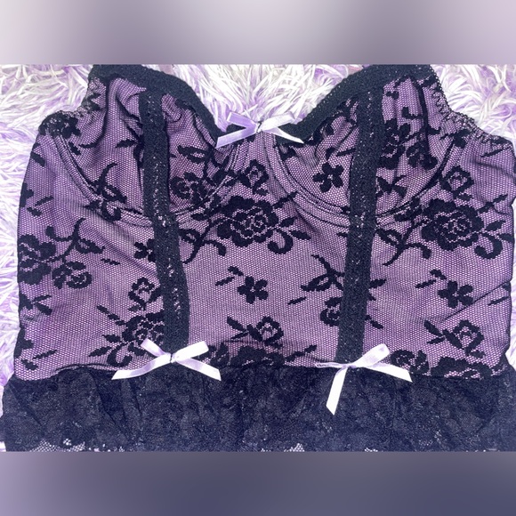 Elegant Black and Purple Lace Women's Top - Picture 3 of 9